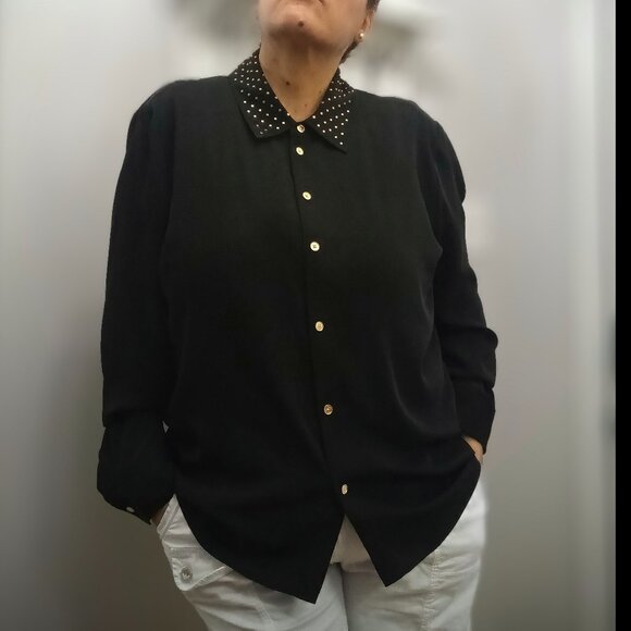 MICHAEL KORS Women's Embellished Button-Front Shirt. Size XL - Picture 6 of 9